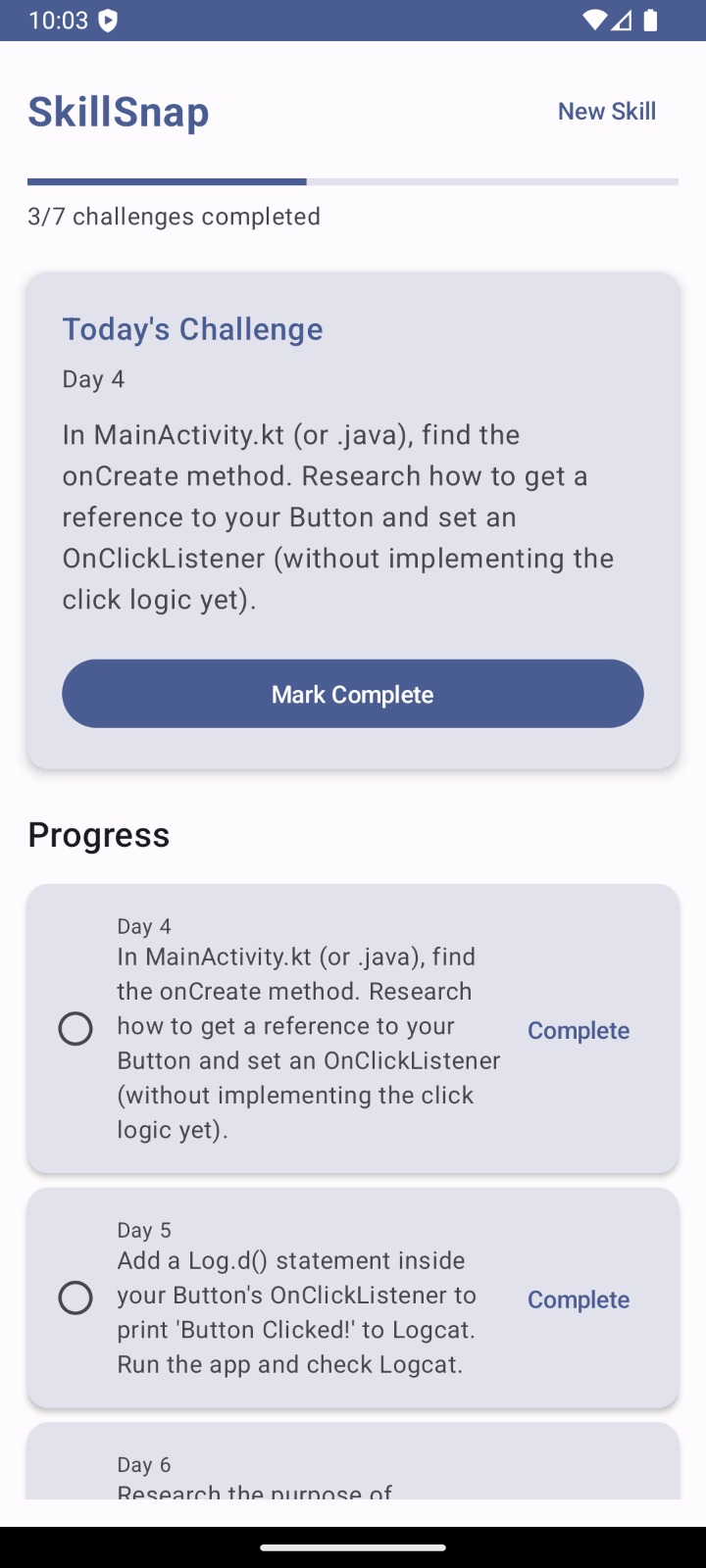 Daily Challenge View